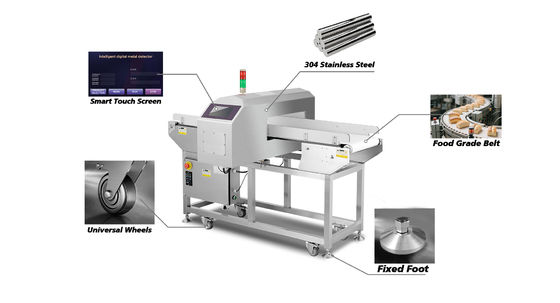 Détection de plage de 10g à 5000g pour détecteur de métaux alimentaires, dimensions 1200mm x 800mm x 1200mm